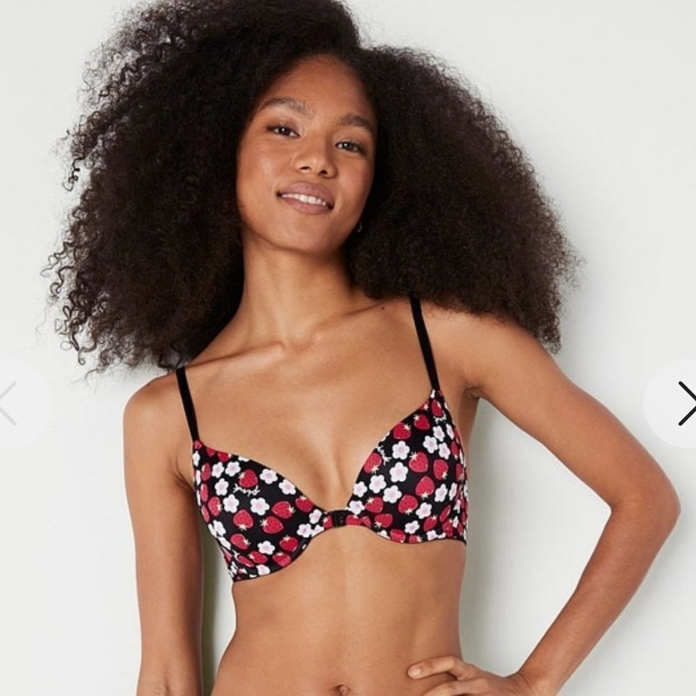 PINK Victoria SecretWear Everywhere Front Close Push Up Bra‎ BLK 32DD NWT IN PKG